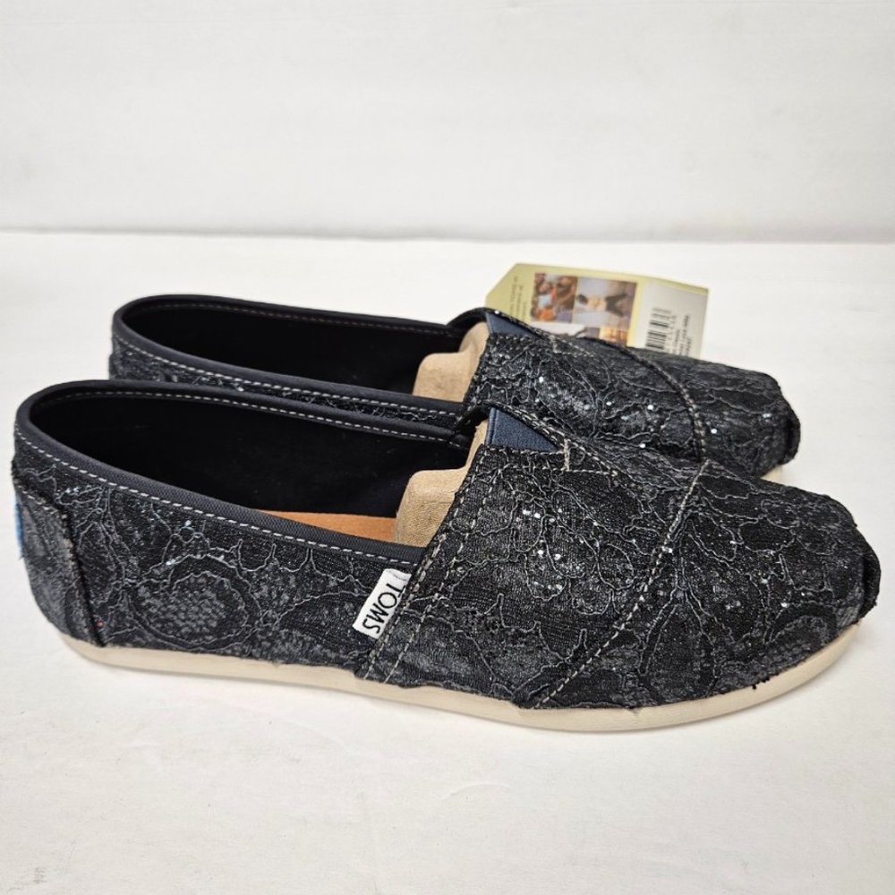 Toms Women's Classic Canvas, Pewter Lace Glitz - Picture 2 of 4